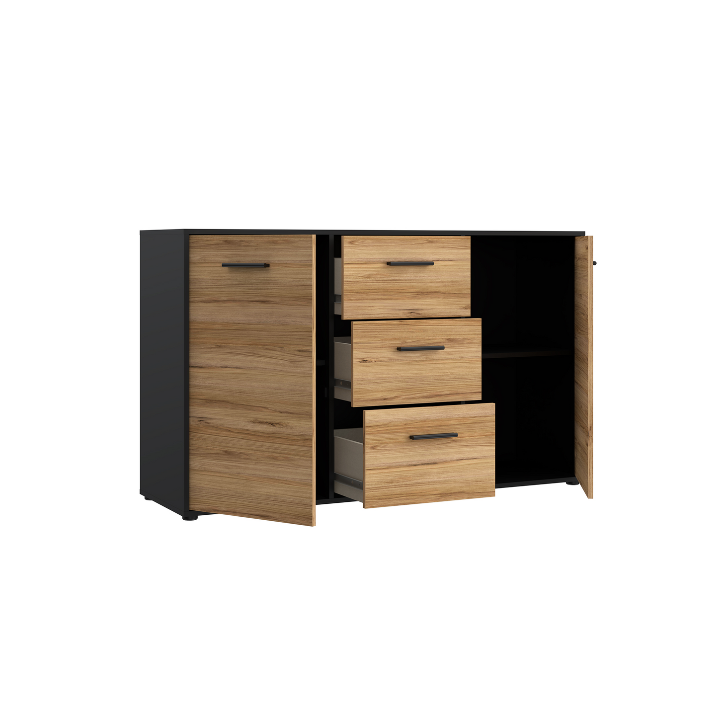 Komoda ANTARES231 w kolorach drewna i czerni