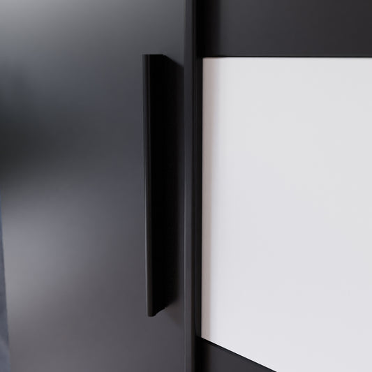 Czterodrzwiowa szafa młodzieżowa KEPLER623 - czarna z wymiennym panelem