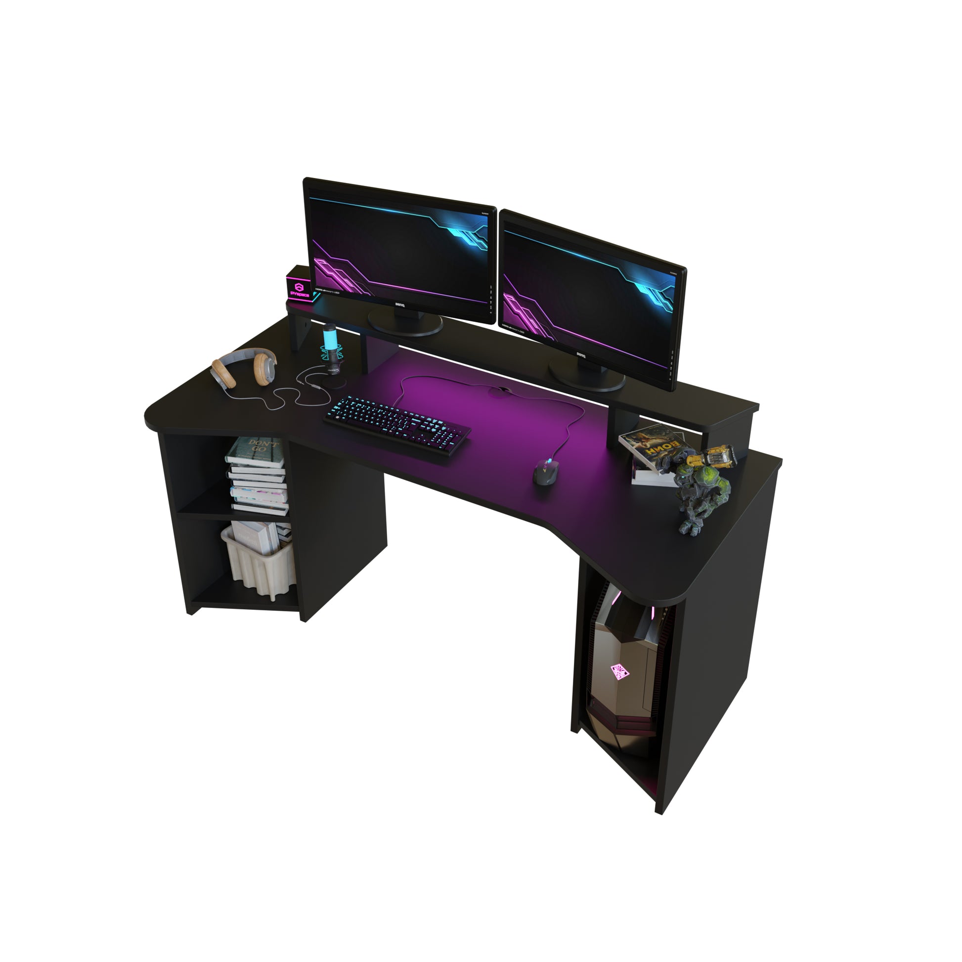 Czarne biurko gamingowe 160 cm SUPERNOVA221