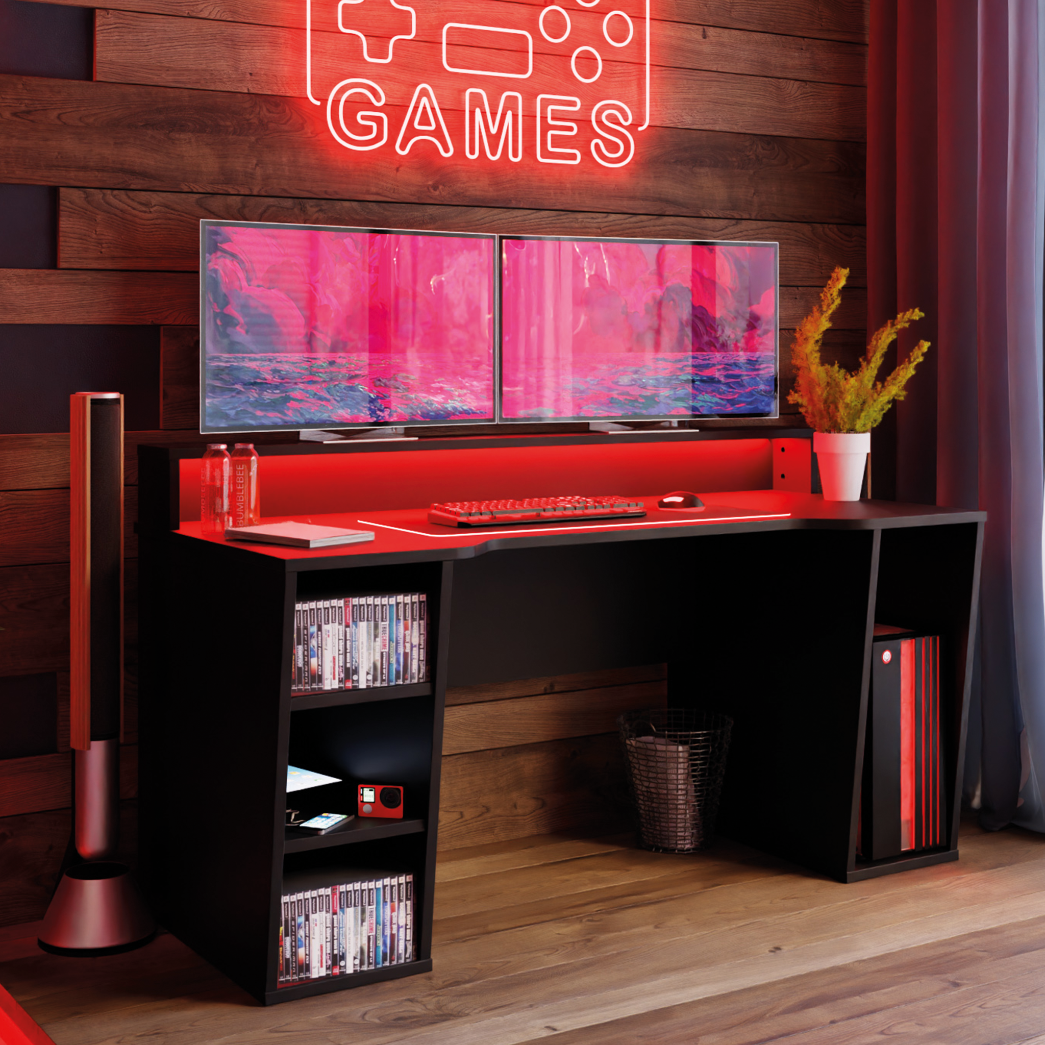 SUPERNOVA211 Nowoczesne biurko gamingowe czarne PYspace