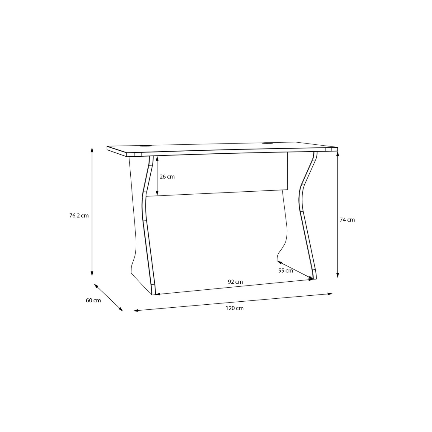 Biurko gamingowe BASESTAR203 - czarno-czerwone