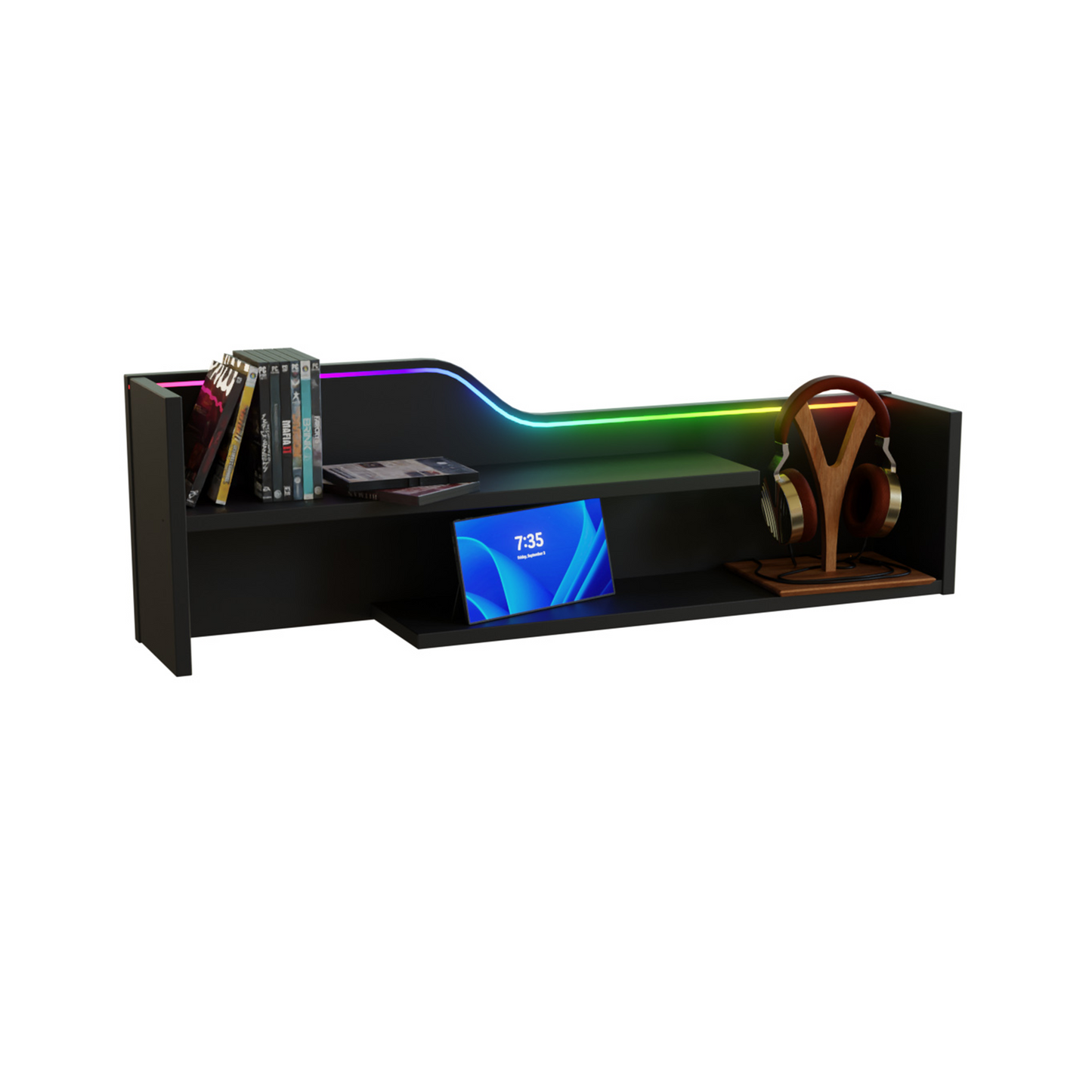 Czarna półka z podświetleniem LED RGB HYPERNOVA01