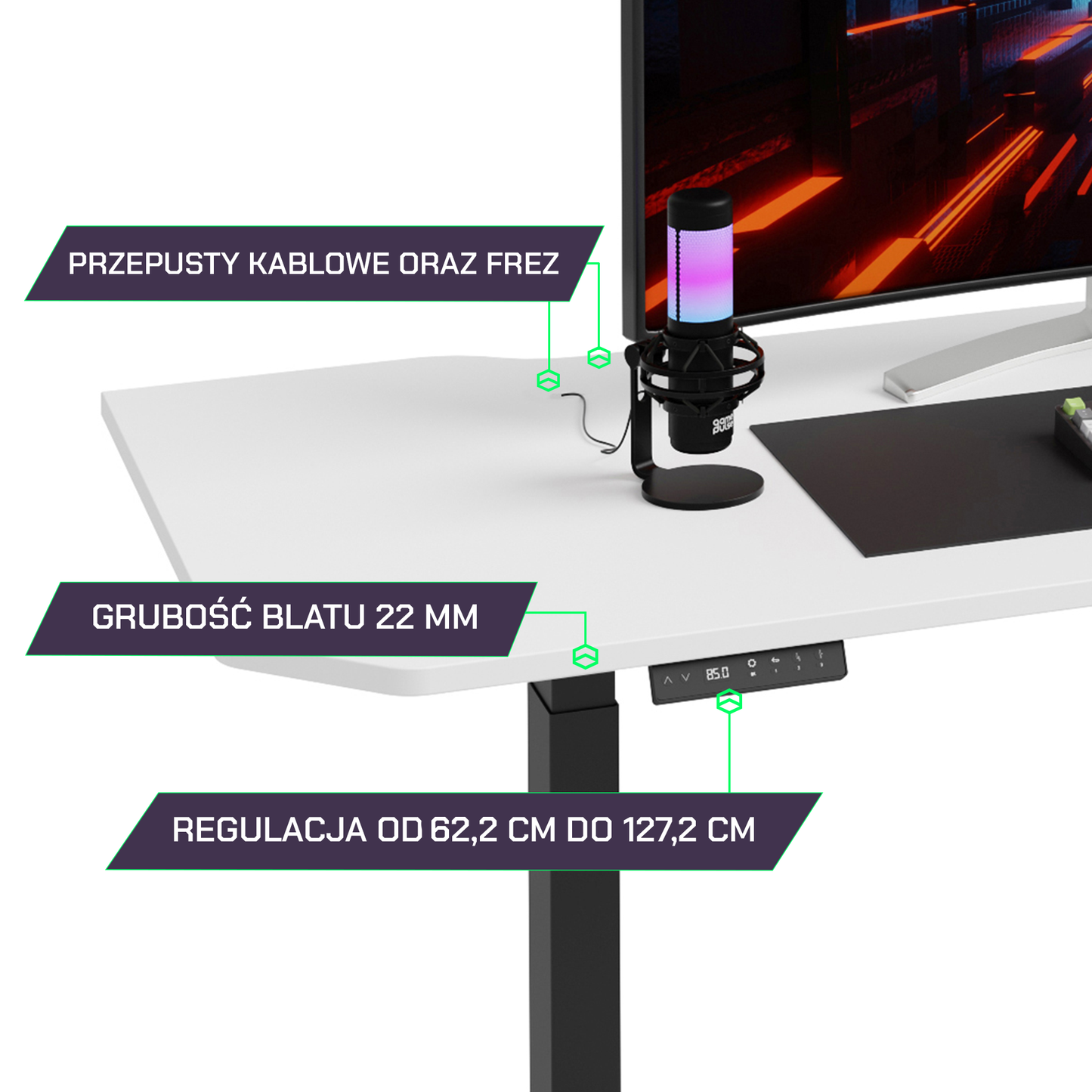 Biurko z regulacją wysokości - HYPERNOVA PRO+