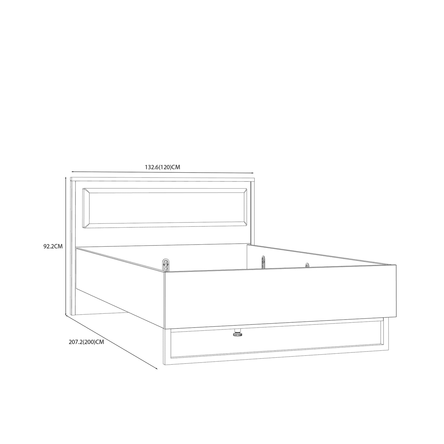 Łóżko w kolorze drewna ZEMYA1122 - wymiary