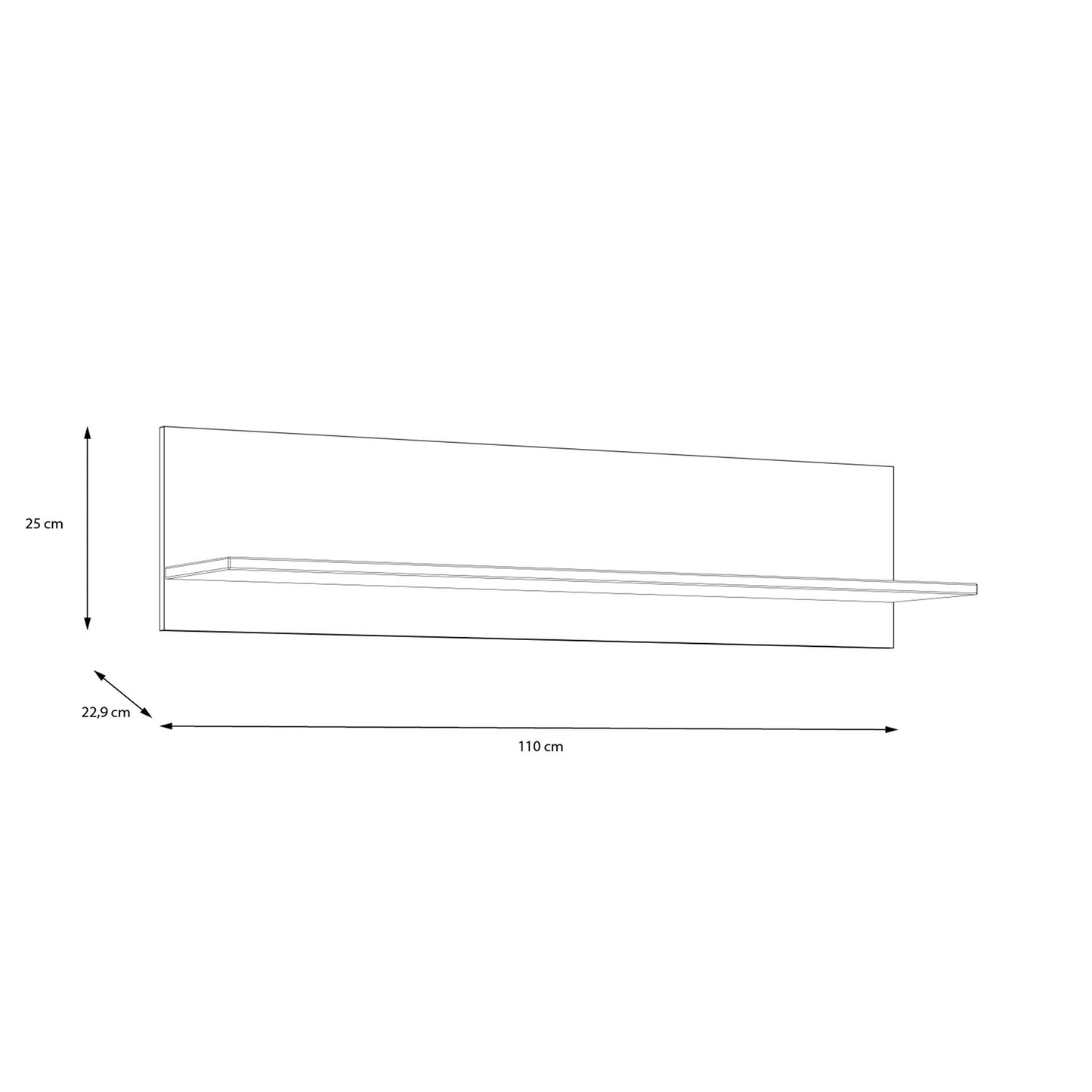 Półka w kolorze czerni i drewna - BLACKDWARF01 - wymiary