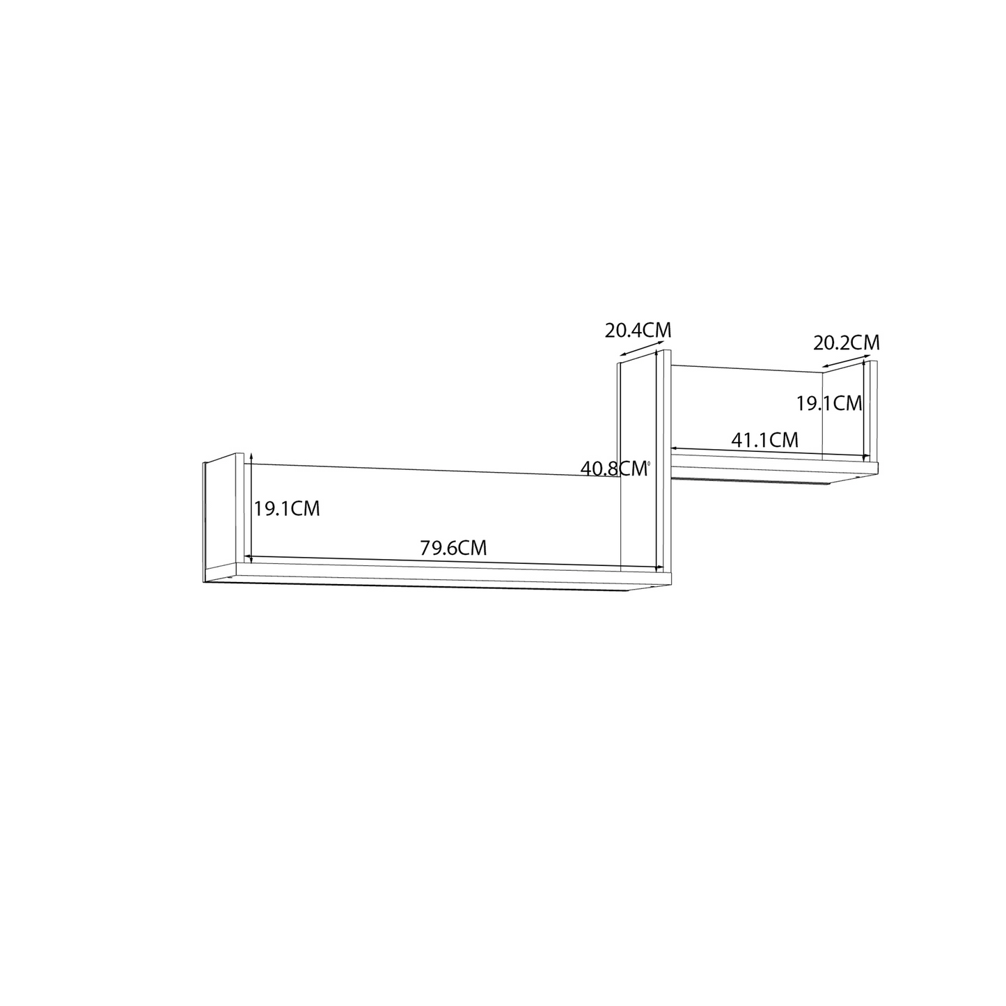 Półka w kolorze drewna ZEMYA02 - wymiary