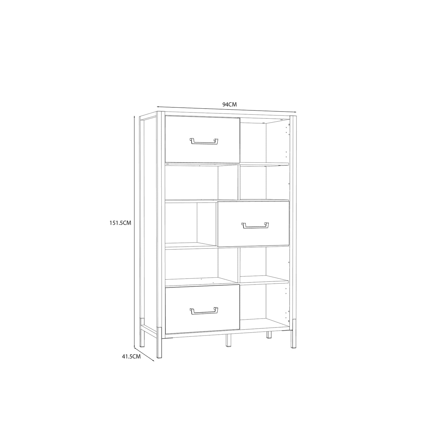 Regał w kolorze drewna ZEMYA424 - wymiary