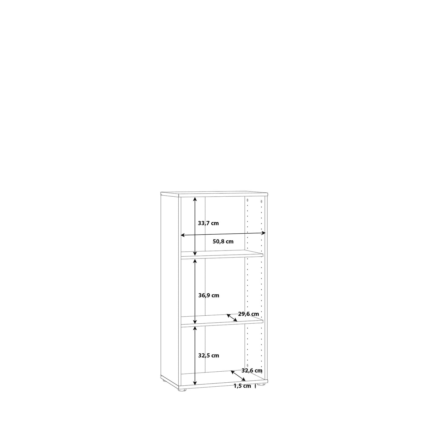Klasyczny niski regał z dwoma półkami - wymiary 2