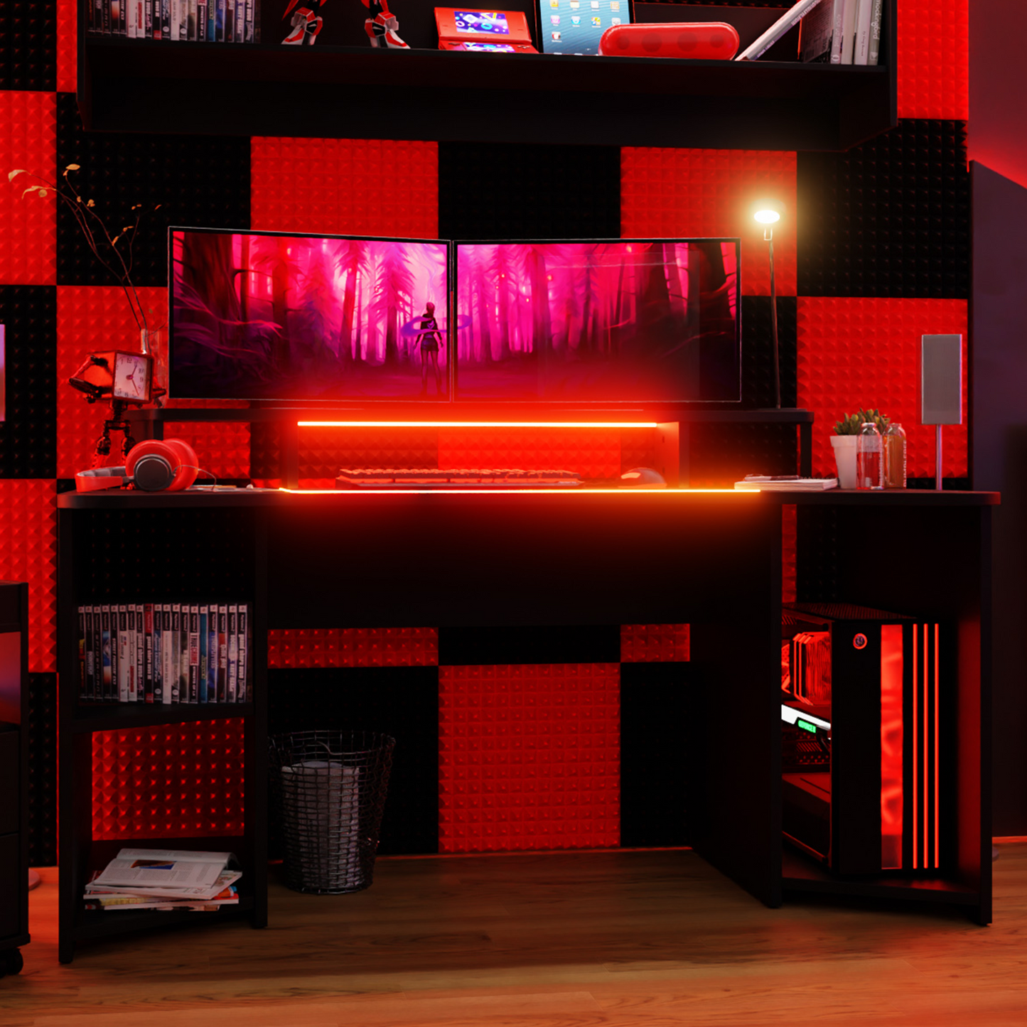 Czarne biurko gamingowe 160 cm