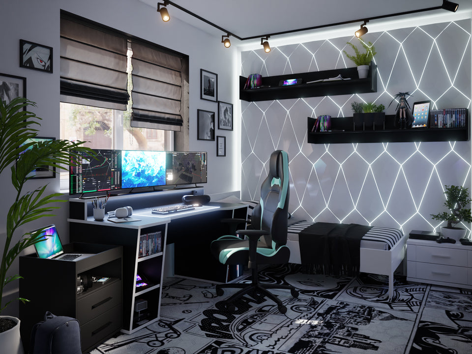 Czarno-biały pokój młodzieżowy