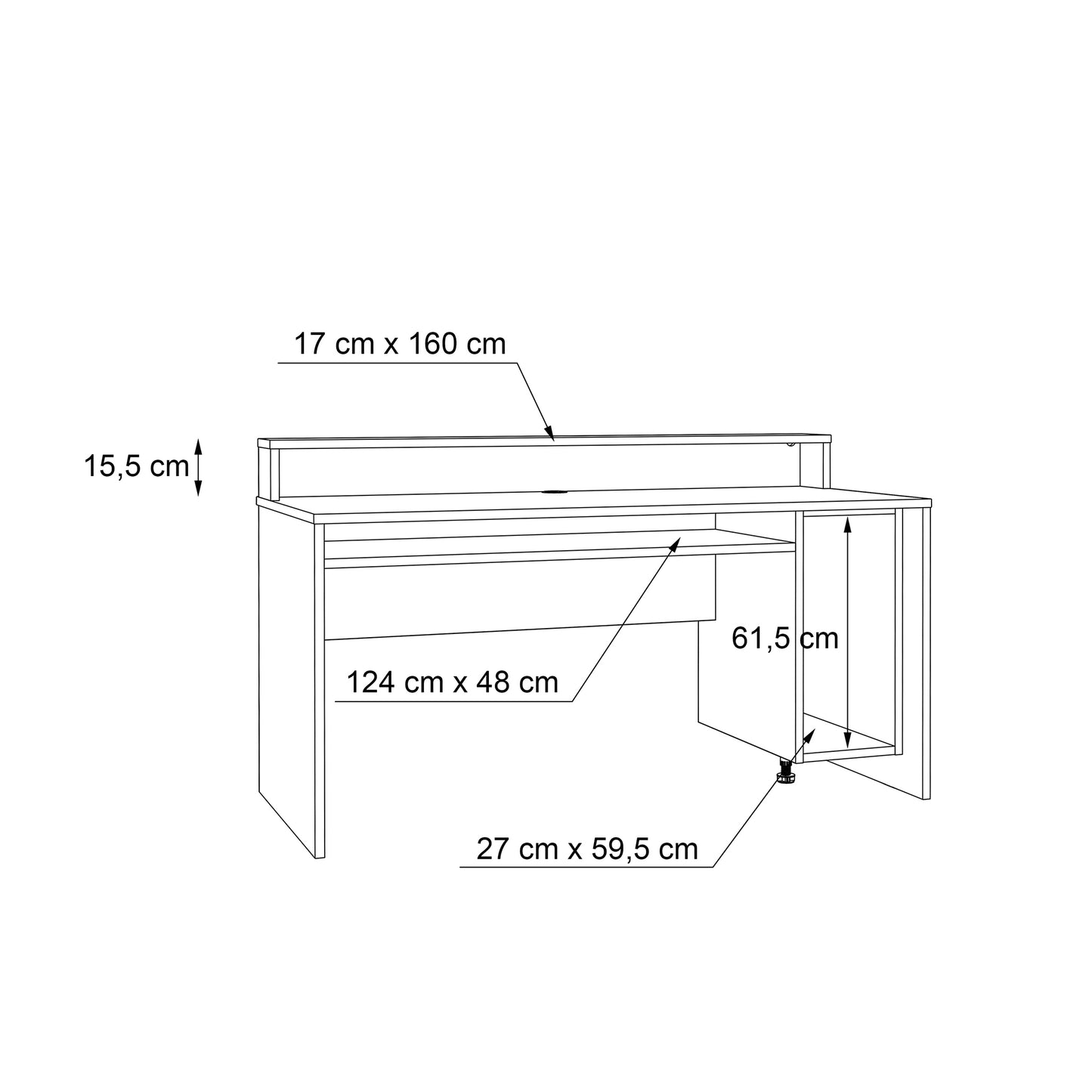 Czarno-pomarańczowe biurko gamingowe - wymiary 2