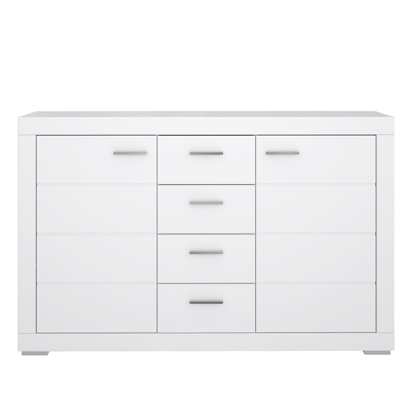 Komoda biała duża z szufladami i szafkami - przód
