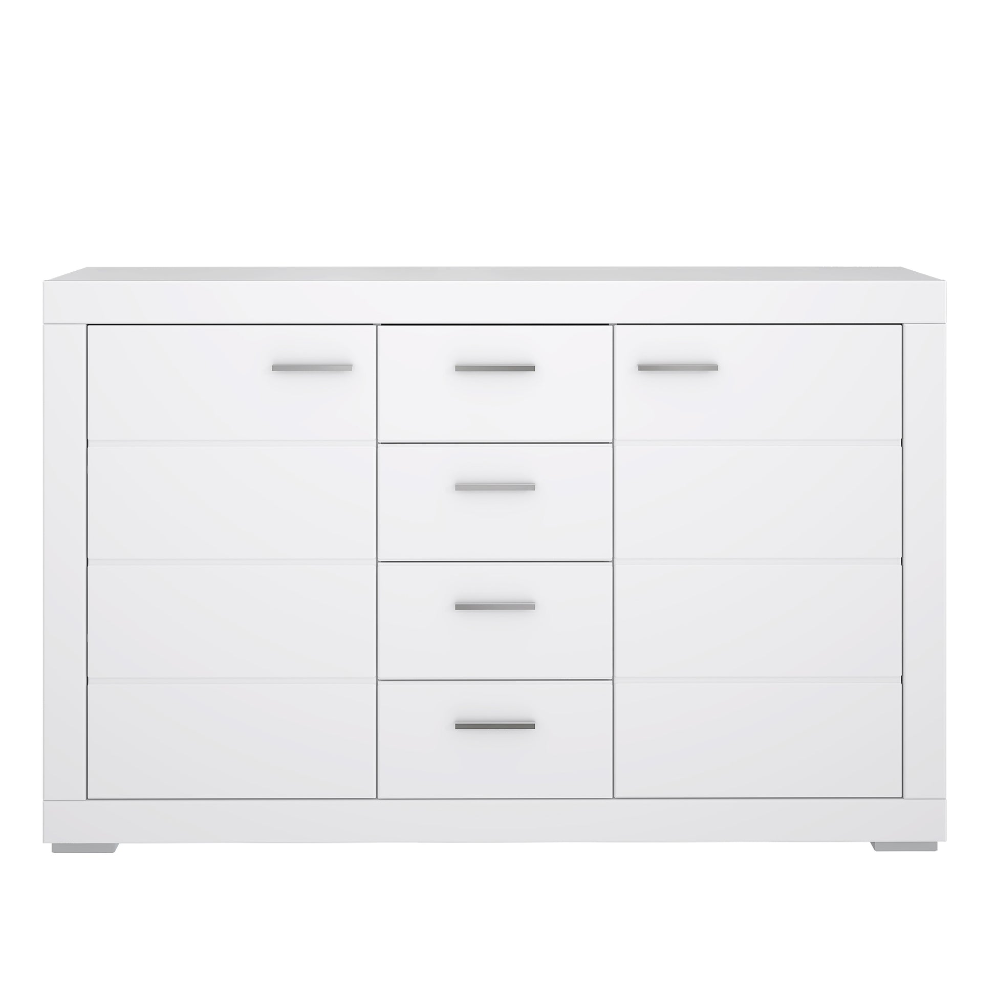 Komoda biała duża z szufladami i szafkami - przód