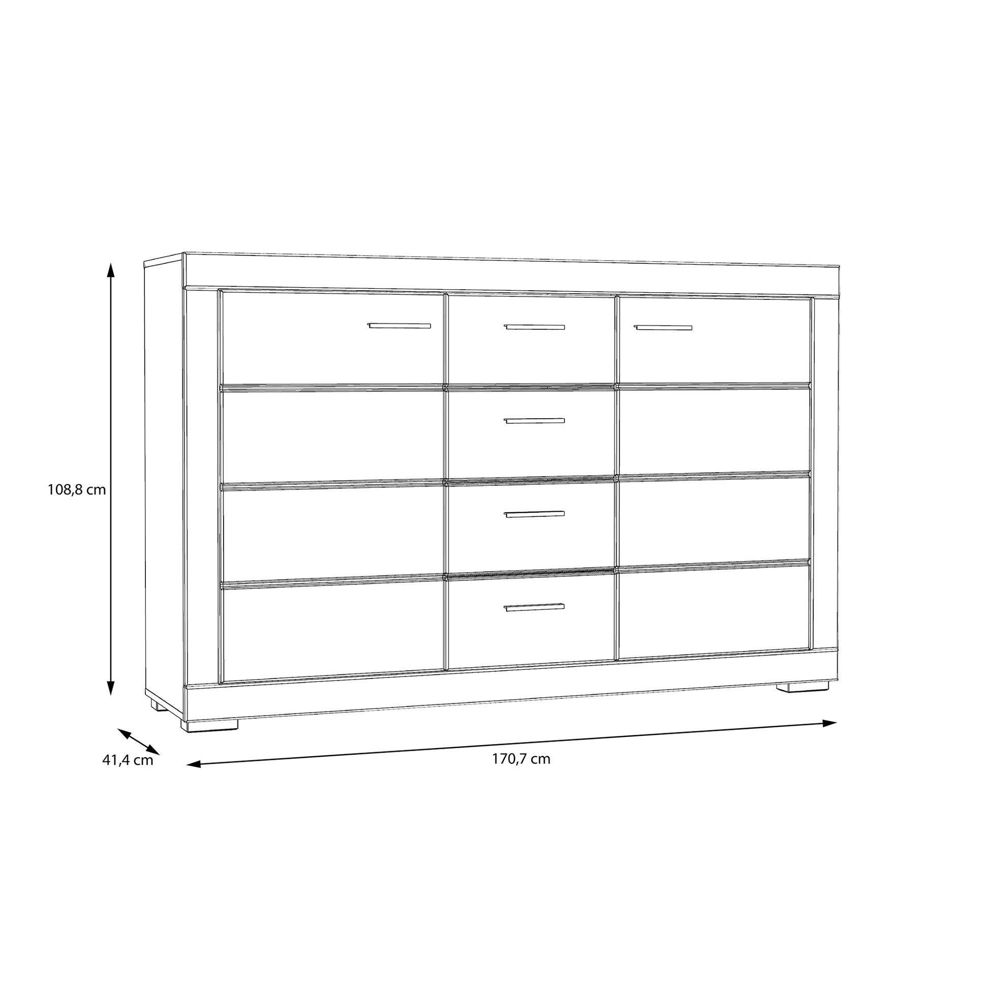 Komoda biała duża z szufladami i szafkami - wymiary 1