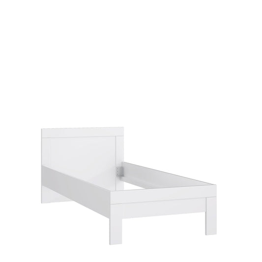 Łóżko białe jednoosobowe - rama na nóżkach - ukos