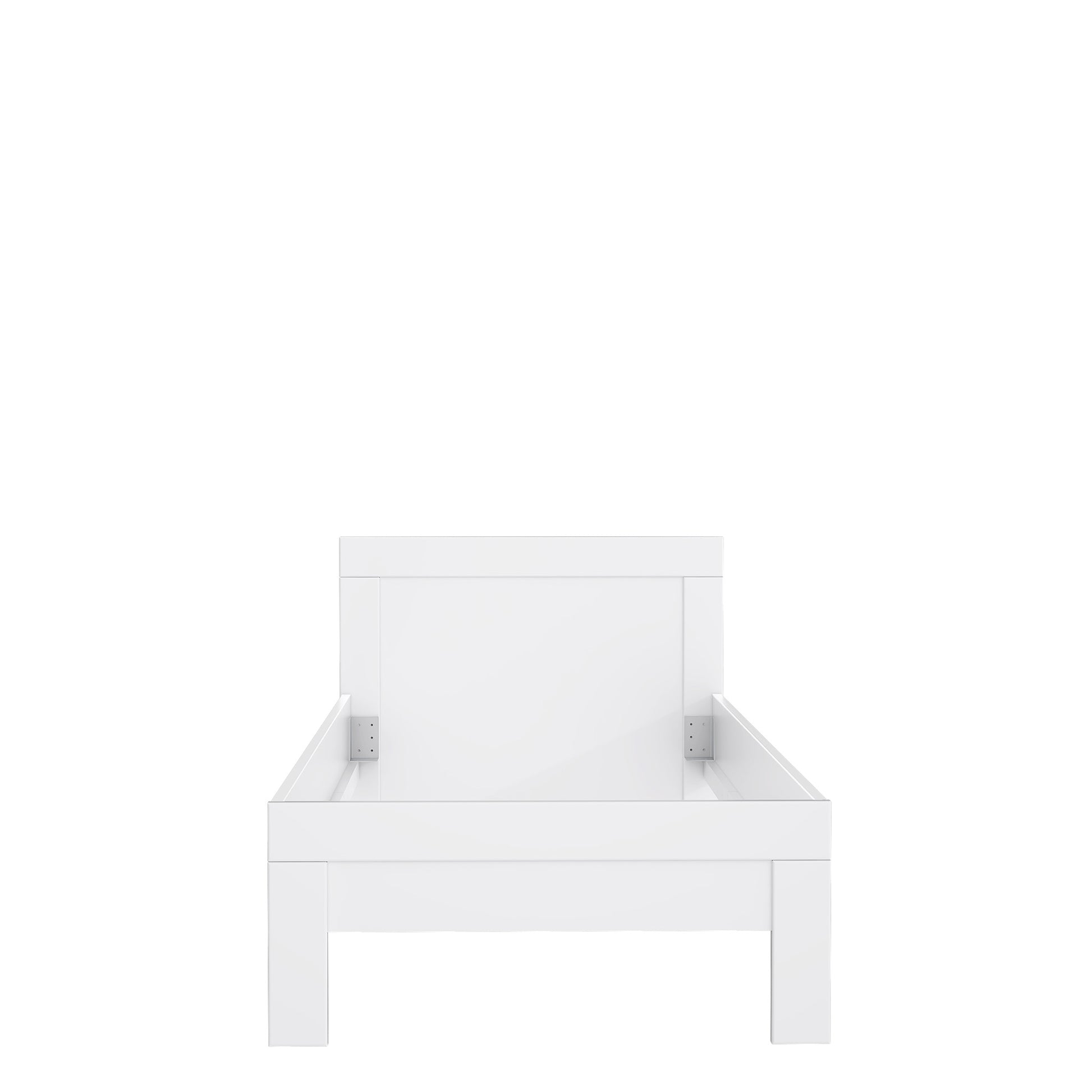 Łóżko białe jednoosobowe - rama na nóżkach - przód