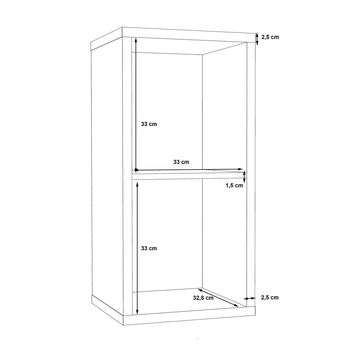 Niski biały regał - 2 wnęki - wymiary 2