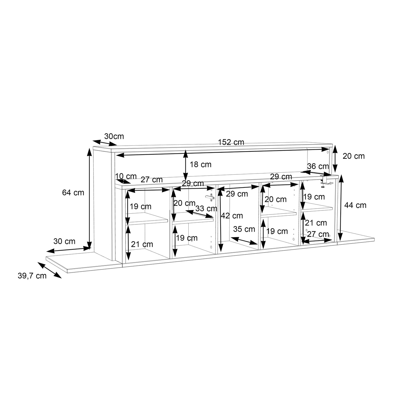 Szafka RTV ALPHA CENTAURI255 - biało-czarna