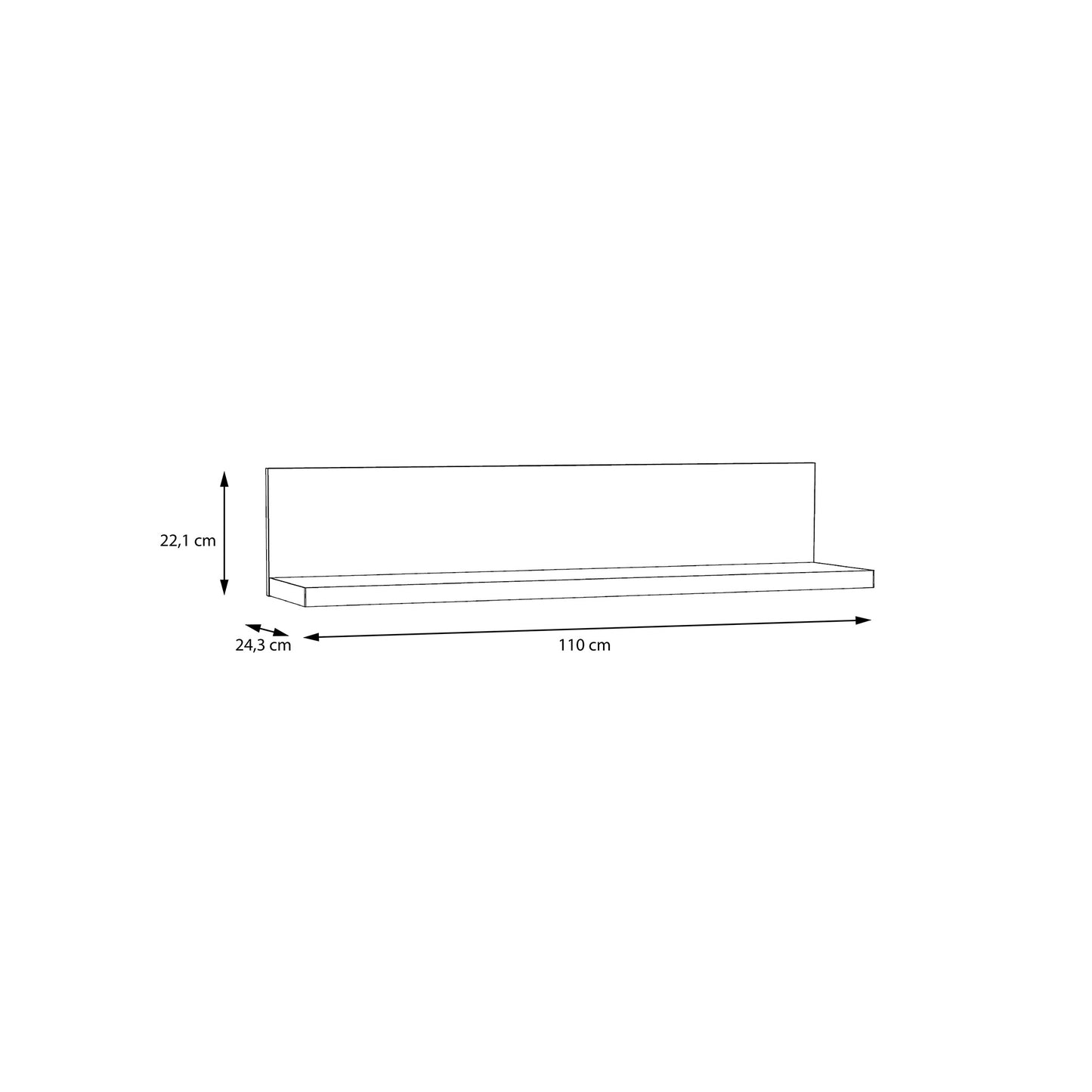 Półka wisząca biała - 110 cm - wymiary 1