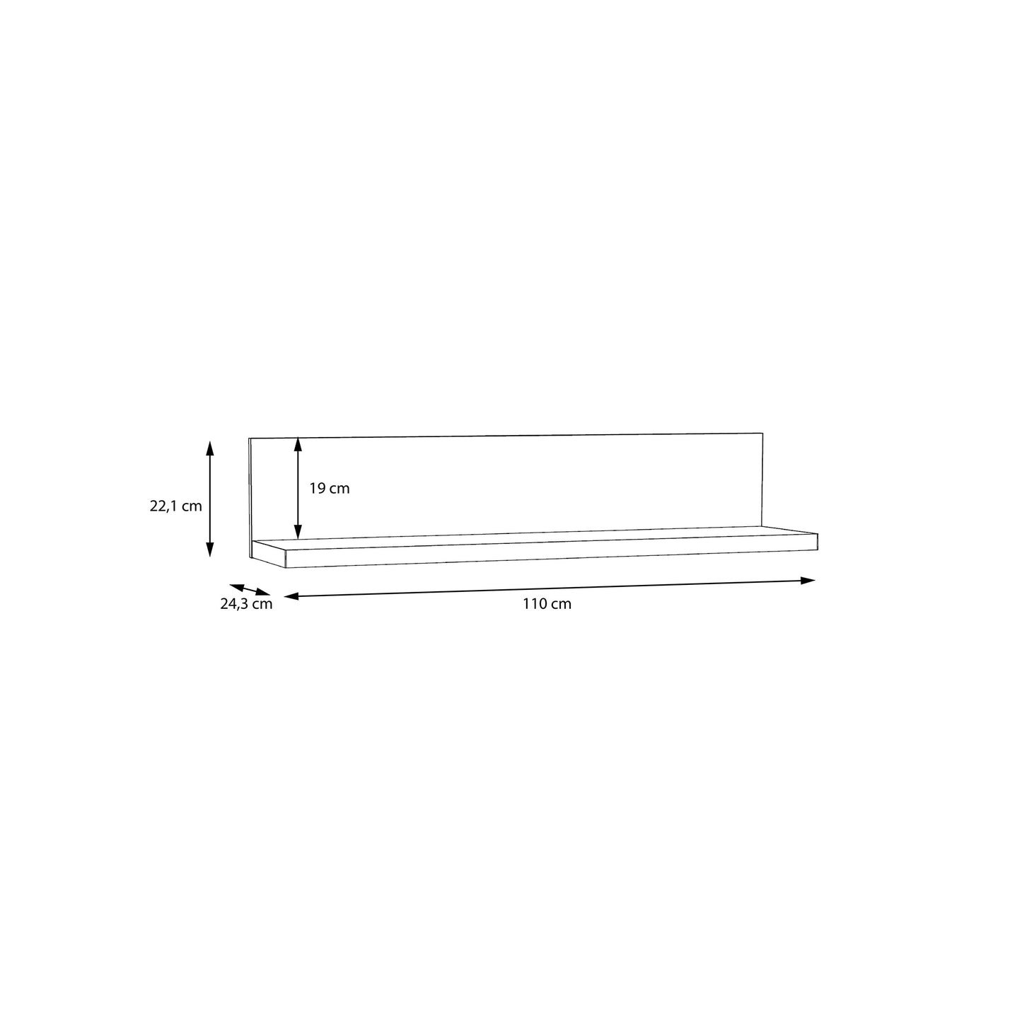 Półka wisząca biała - 110 cm - wymiary 2