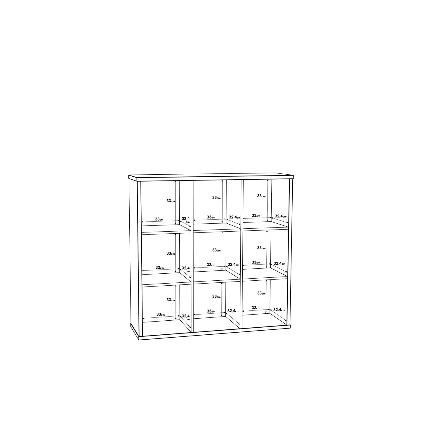 Regał kwadratowy biały - 9 wnęk - wymiary 2