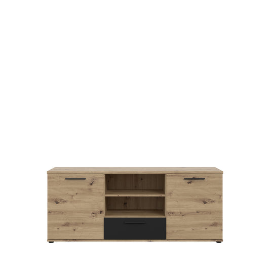 Szafka RTV w kolorze dębu z szafkami - przód
