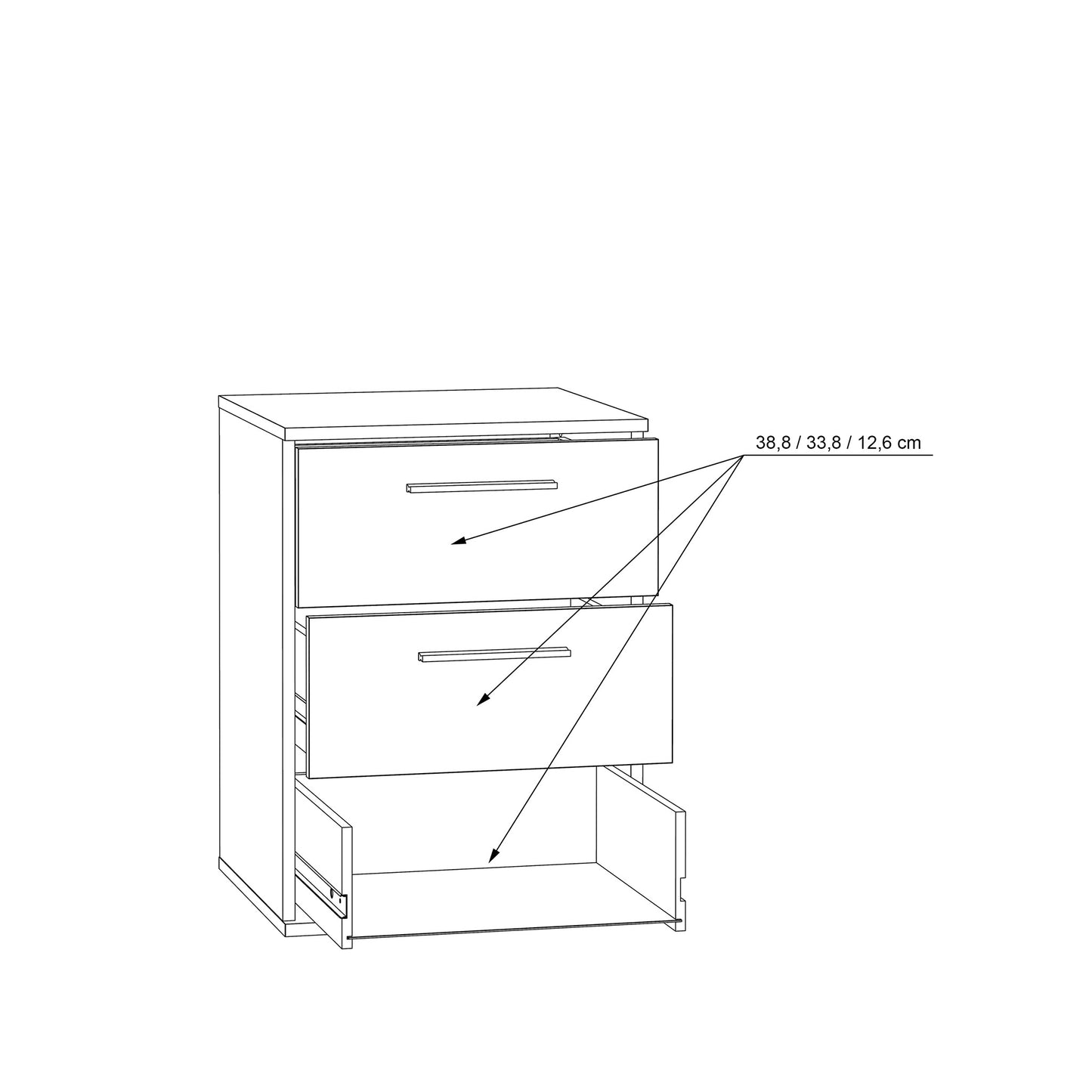 Szafka z szufladami w kolorze dębu - wymiary 2