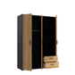 Szafa ubraniowa ANTARES831 w kolorach czerni i drewna z szufladami