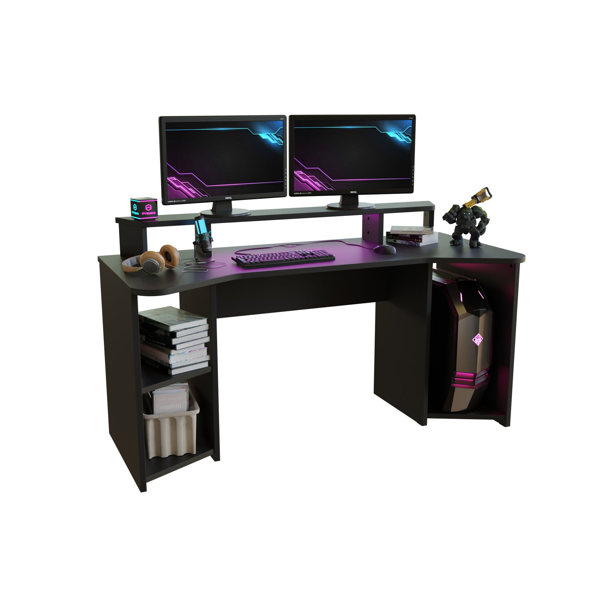 Czarne biurko gamingowe 160 cm SUPERNOVA221
