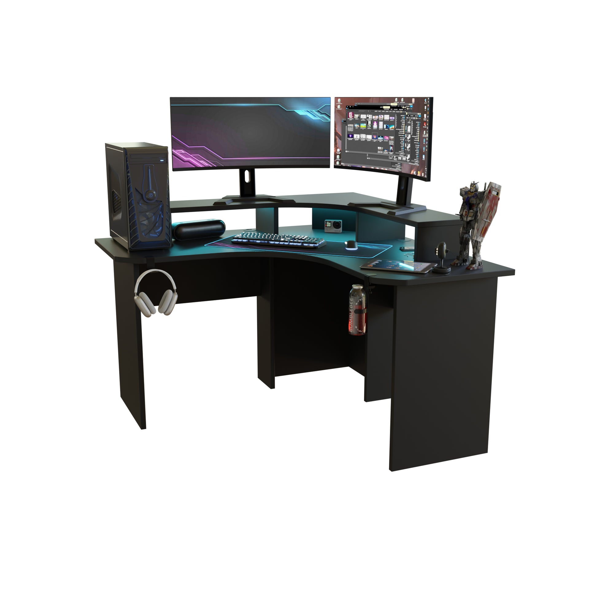 Narożne biurko gamingowe SUPERNOVA234 – czarne
