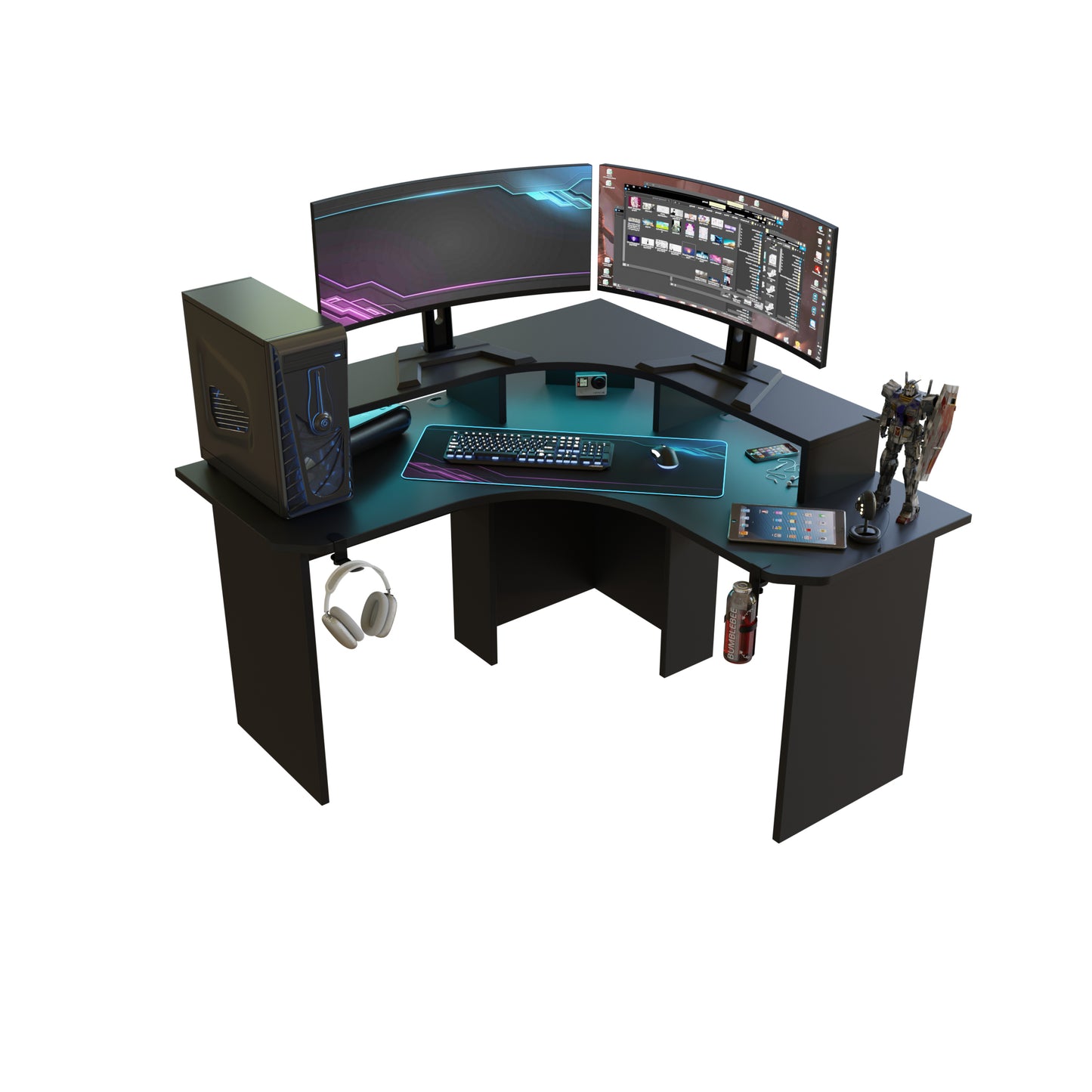 Narożne biurko gamingowe SUPERNOVA234 – czarne
