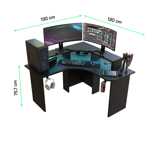 Narożne biurko gamingowe SUPERNOVA234 – czarne