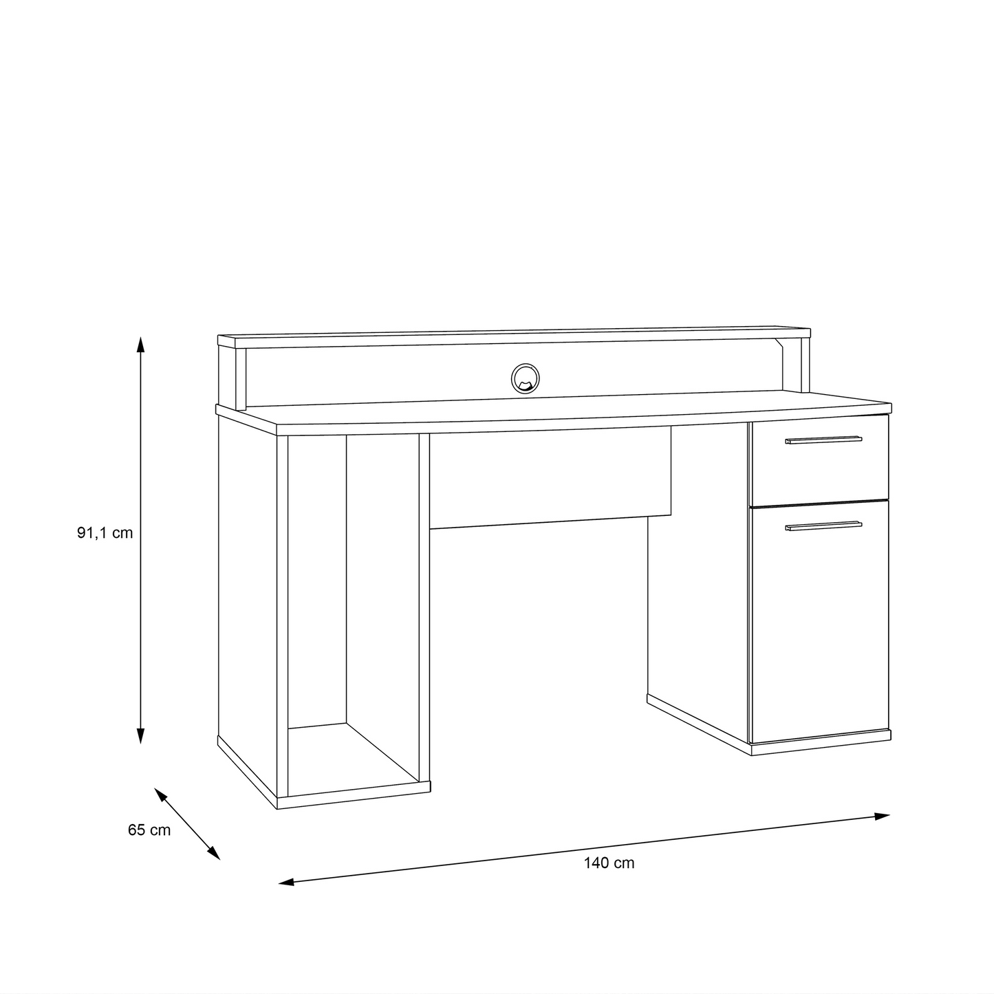 SUPERNOVA219 Białe biurko gamingowe z szufladą i szafką - 140 cm