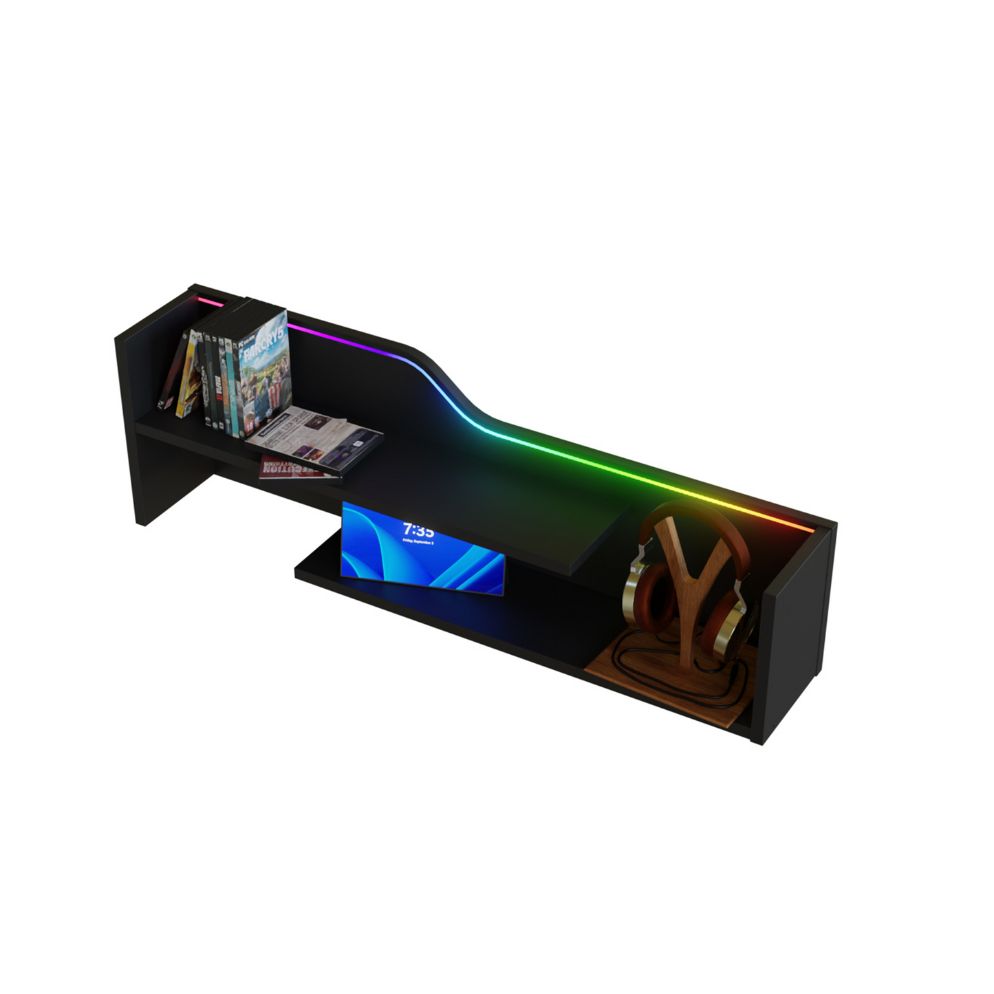 Czarna półka z podświetleniem LED RGB HYPERNOVA01