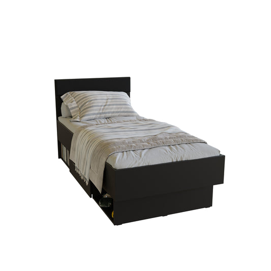 Czarne łóżko młodzieżowe z szufladą 90x200 HYPERNOVA109