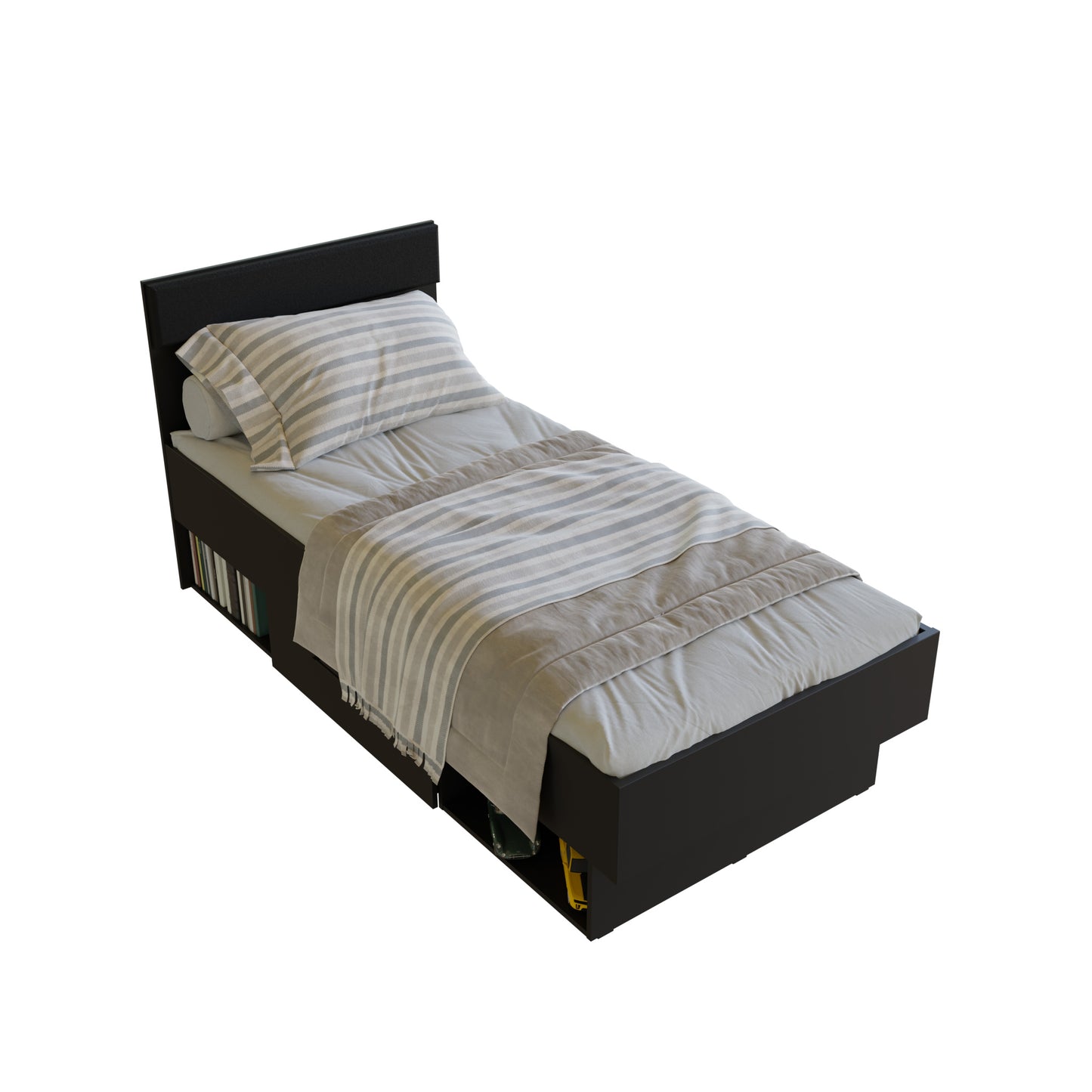 Czarne łóżko młodzieżowe z szufladą 90x200 HYPERNOVA109