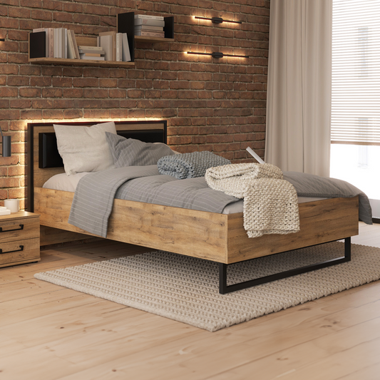 Łóżko w kolorze drewna ZEMYA1122