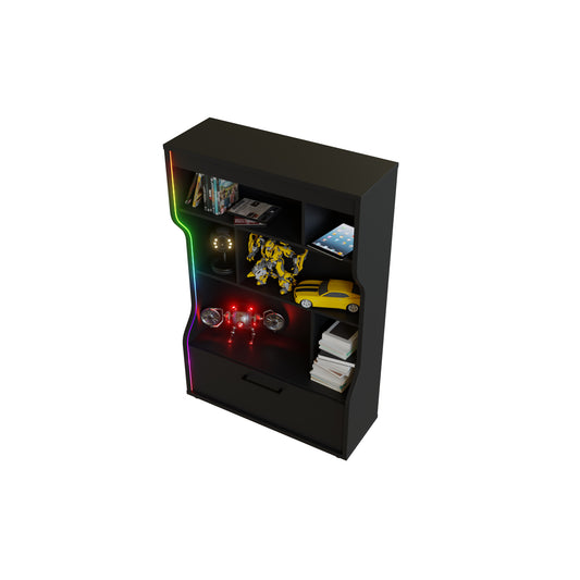Regał młodzieżowy LED RGB z szufladą HYPERNOVA311 - czarny