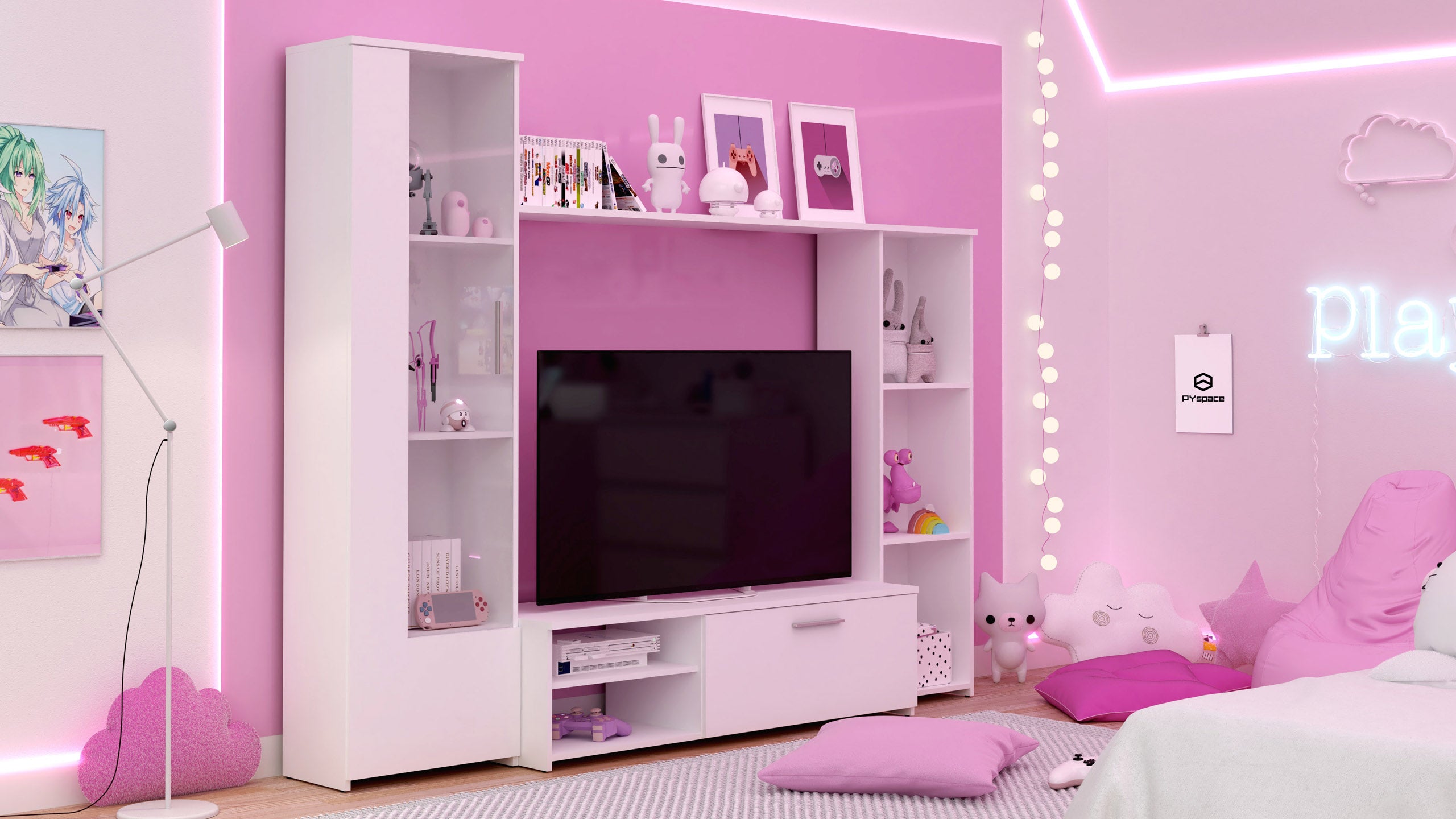 Różowym pokój gamingowy w stylu Kawaii - slajd 2
