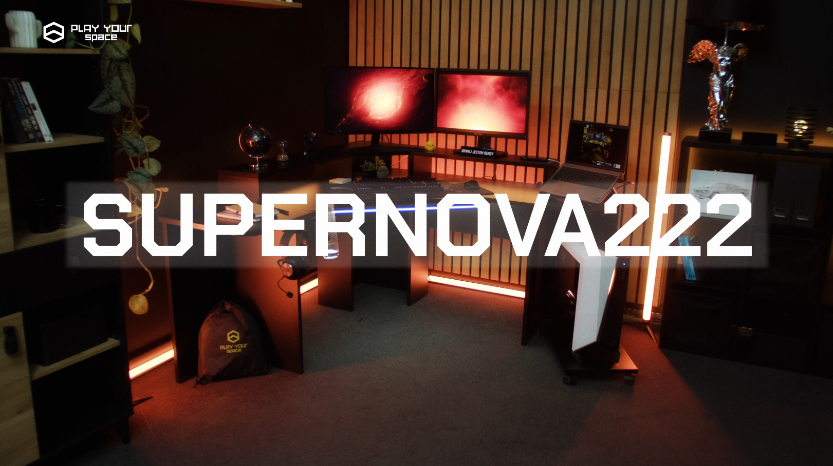 Załaduj film: Narożne biurko gamingowe SUPERNOVA222 video