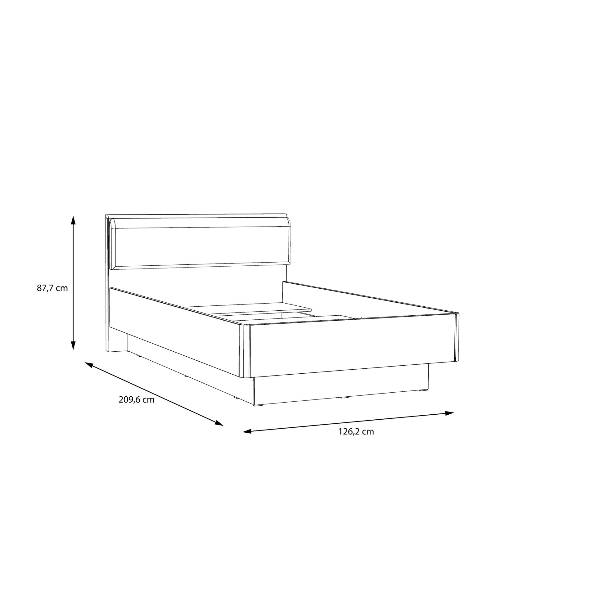 Łóżko białe 120x200 - rama - wymiary 1