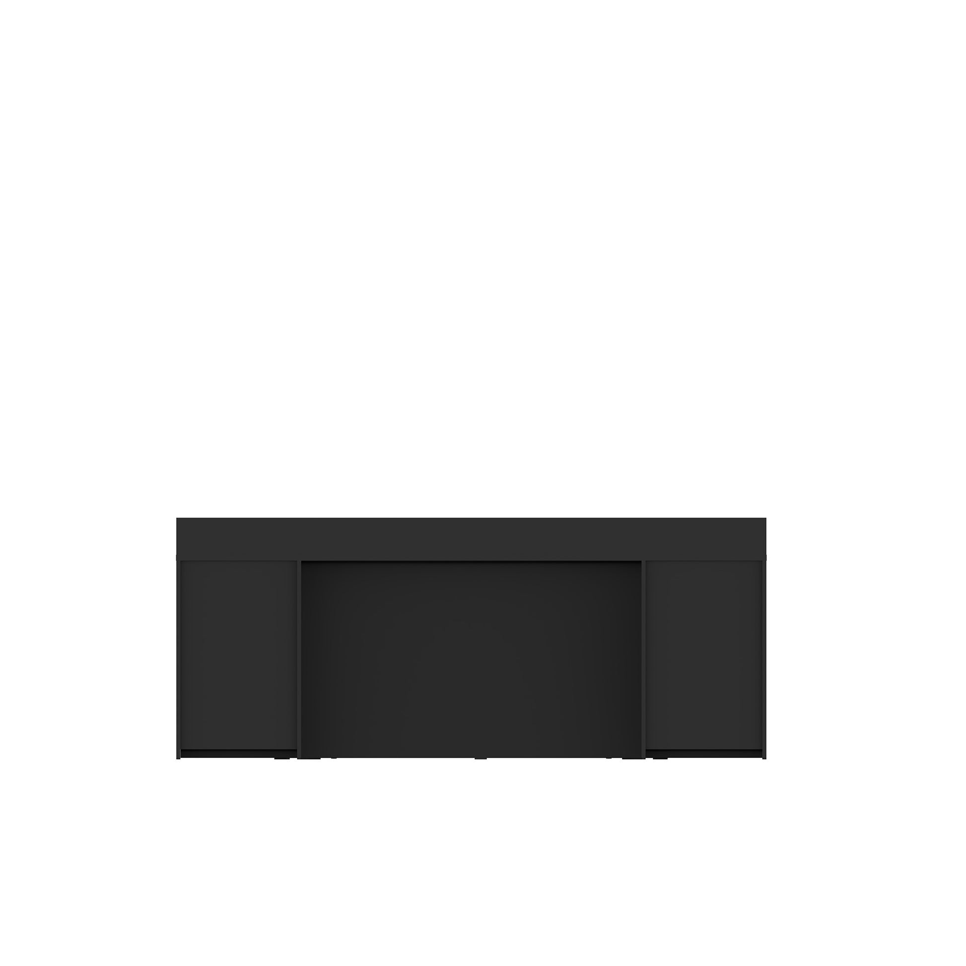 Łóżko czarne 140x200 - rama z zagłówkiem i półkami - tył