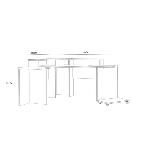Narożne biurko gamingowe czarne 160 cm - wymiary 1