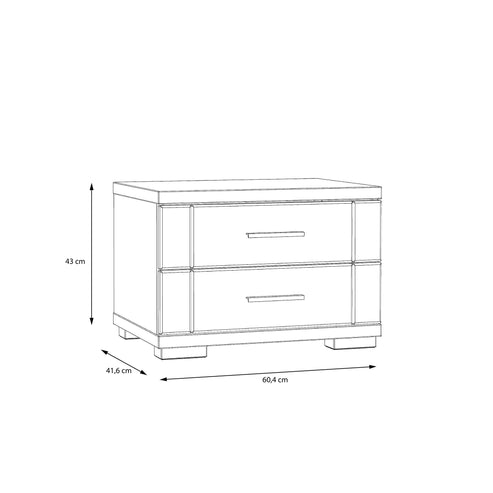 Szafka nocna biała z dwoma szufladami - wymiary 1